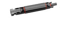 Close-up of PVconnectorpro SY-CF4A 1000V DC solar fuse connector with black PPO housing and red sealing ring, IP67 rated.
