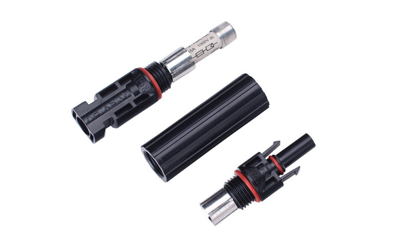 PVconnectorpro SY-CF4A 1000V DC solar fuse connector with male and female plugs and fuse component for PV string protection.
