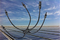 PVconnectorpro CM41-A 4-Way X-Type solar PV branch connector installed on rooftop solar array, waterproof IP67, 20A-40A, TUV UL certified