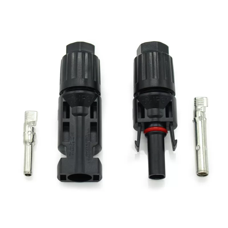 PVconnectorpro 1000V DC waterproof male and female solar connectors for 2.5mm²-6mm² solar panel systems, IP67 rated.
