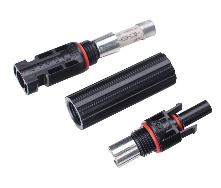 PVconnectorpro SY-CF4A 1000V DC solar fuse connector with internal structure, insertion and withdrawal force details, MC4 compatible.