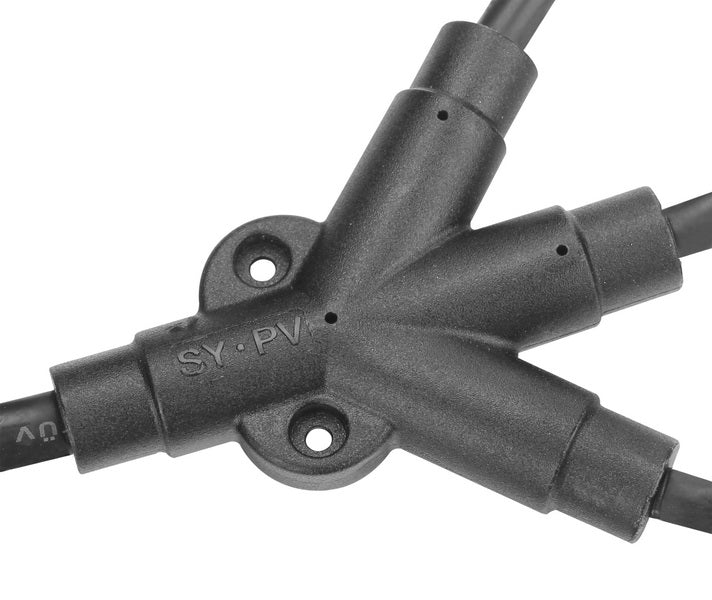 PVconnectorpro 1000V DC solar Y-branch connector with mounting holes, waterproof IP67, suitable for 20A-40A PV system connections