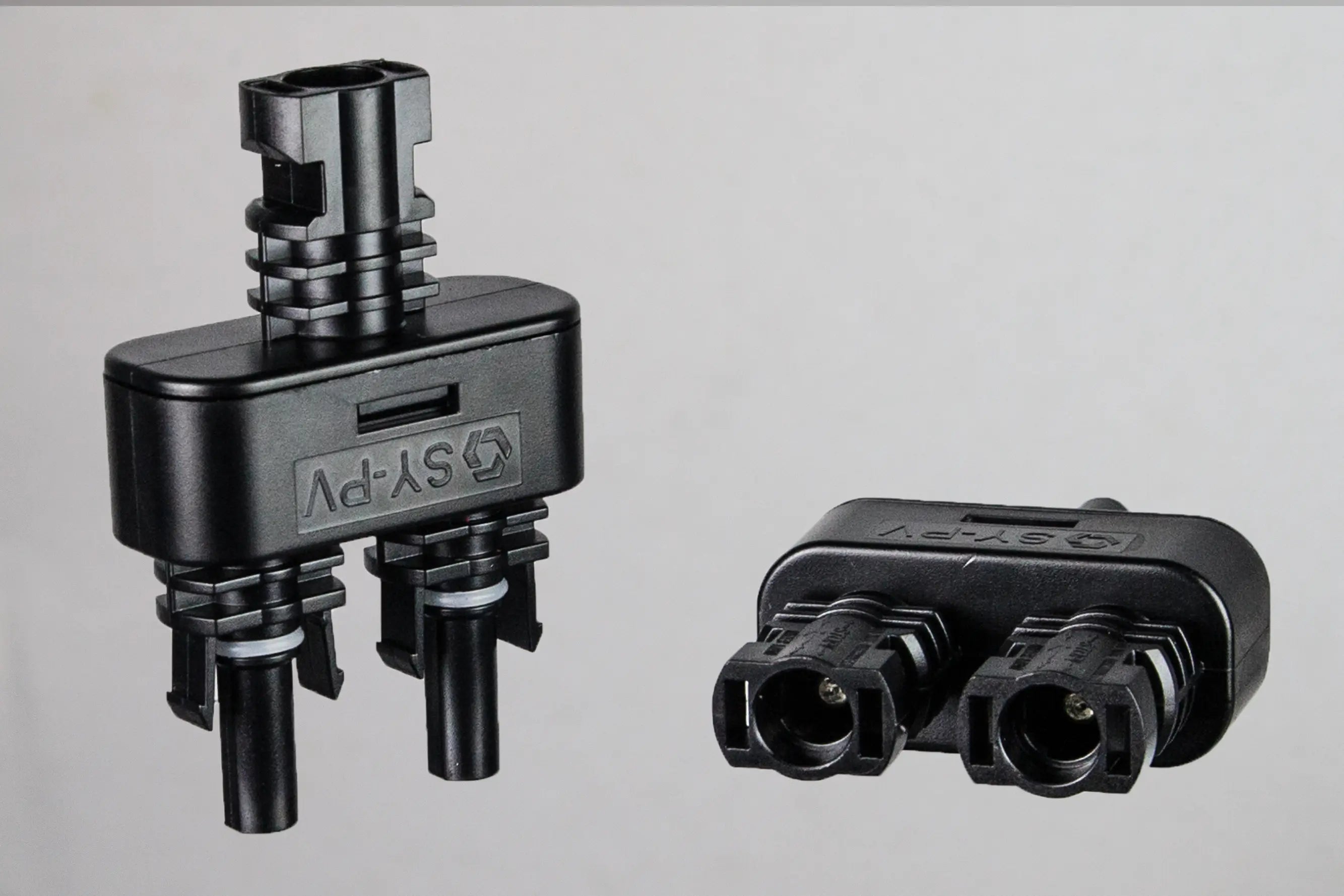 IP67 waterproof PV multi-branch connector from PVconnectorpro, 2-to-1 solar panel junction for secure photovoltaic system wiring.