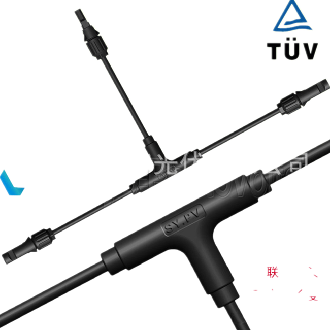 TUV certified PV Y-branch connector for solar panels, 2-to-1 parallel adapter with tin-plated copper contacts, waterproof IP67